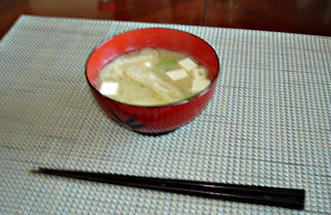 miso soup bowl and chopsticks